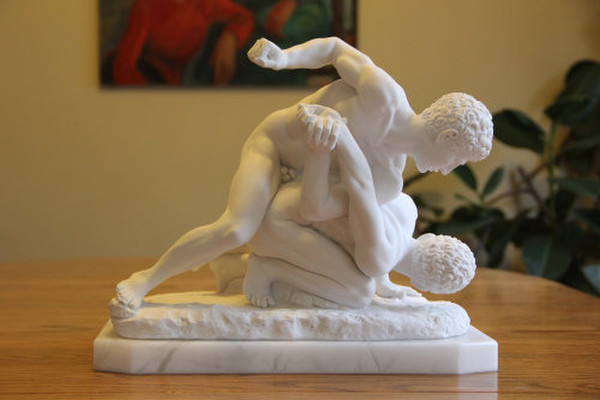 Wrestlers Marble Statue Lysippos Replica Ufffizi Gallery Sculpture